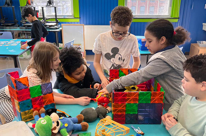 Children playing with blocks
